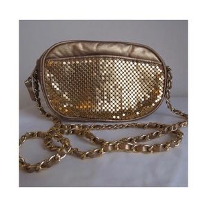 Gold Metal Mesh Crossbody Bag